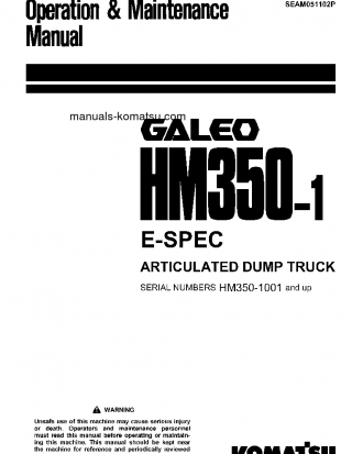 HM350-1(JPN) S/N 1001-UP Operation manual (English)