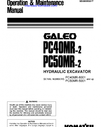 PC40MR-2(JPN)-NA S/N 8001-8771 Operation manual (English)