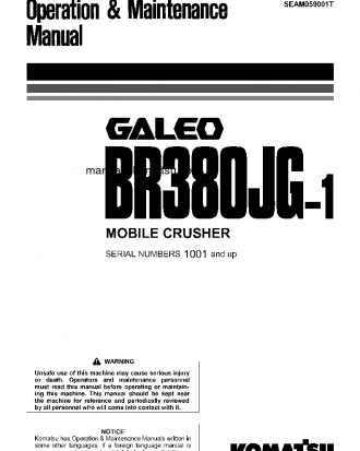 BR380JG-1(JPN) S/N 1001-1200 Operation manual (English)