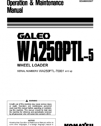 WA250PTL-5(JPN) S/N 70001-70024 Operation manual (English)