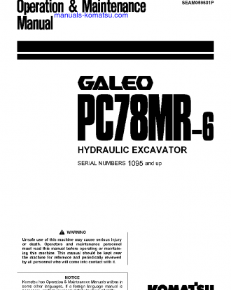 PC78MR-6(JPN) S/N 1095-UP Operation manual (English)