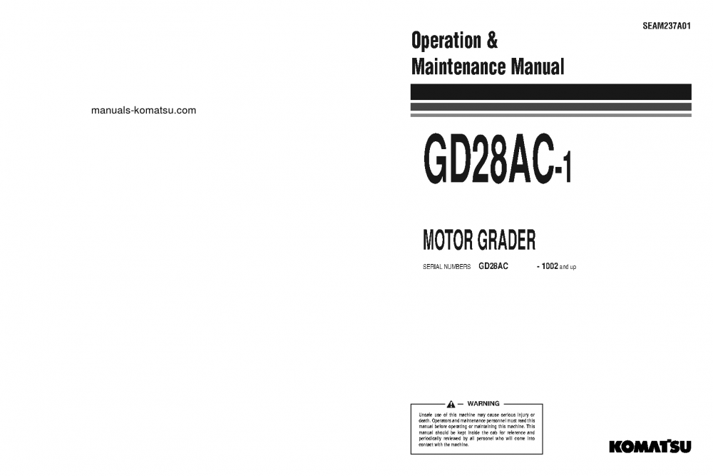 GD28AC-1(JPN) S/N 1002-UP Operation manual (English)