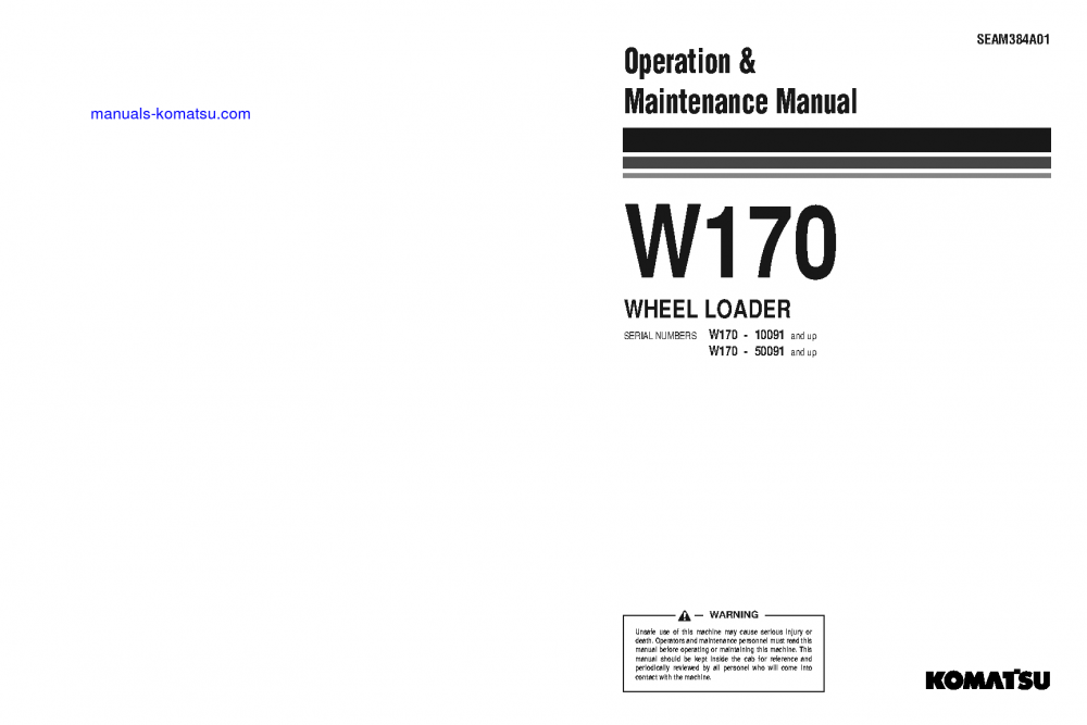 W170-1(JPN) S/N 10070-UP Operation manual (English)