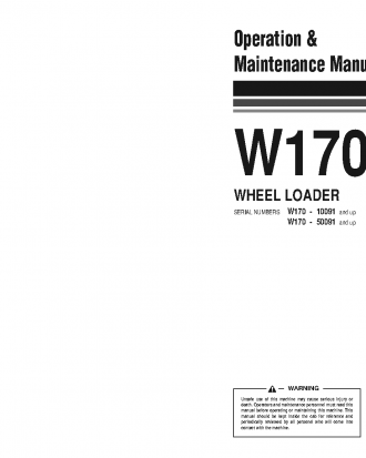 W170-1(JPN) S/N 10070-UP Operation manual (English)