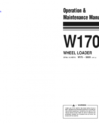 W170-2(JPN) S/N 60001-UP Operation manual (English)