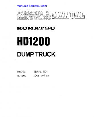 HD1200-1(JPN) S/N 1005-UP Operation manual (English)
