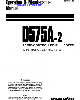 D575AR-2(JPN) S/N 10024-UP Operation manual (English)