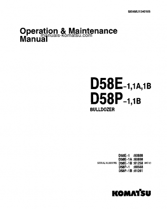 D58P-1(JPN)-POWER ANGLE AND TILT DOZER S/N 81261-81423 Operation manual (English)