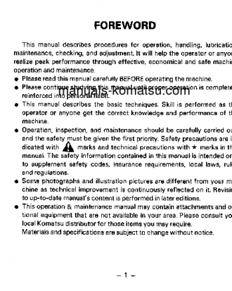 WA180-1(JPN) S/N 10001-UP Operation manual (English)