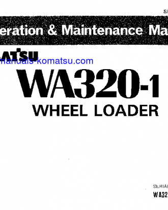 WA320-1(JPN)-C SPEC S/N 10001-UP Operation manual (English)