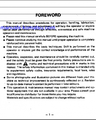 WA380-1(JPN) S/N 10001-20000 Operation manual (English)