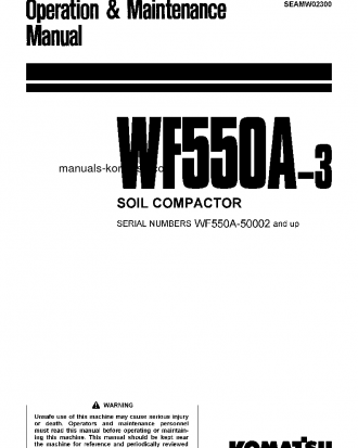 WF550A-3(JPN) S/N 50002-UP Operation manual (English)