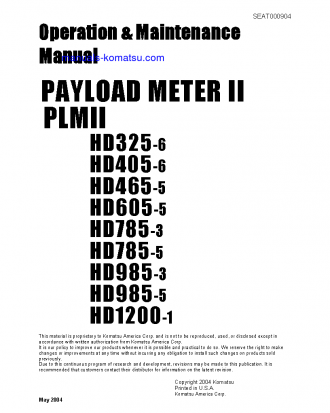 PLM II(USA) S/N WITH 5 LIGHTS Operation manual (English)