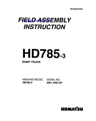 HD785-3(JPN) S/N 2001-UP Field assembly manual (English)