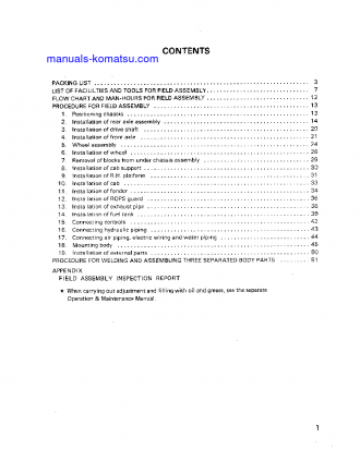 HD785-3(JPN) S/N 2001-UP Field assembly manual (English)