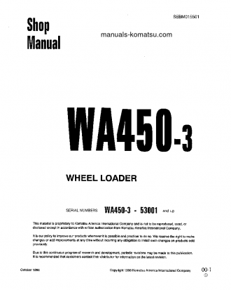 WA450L-3(JPN) S/N 53001-UP Shop (repair) manual (English)