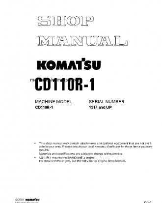 CD110R-1(JPN) S/N 1317-UP Shop (repair) manual (English)