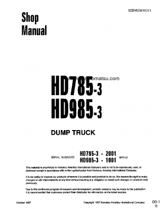HD985-3(JPN) S/N 1001-UP Shop (repair) manual (English)