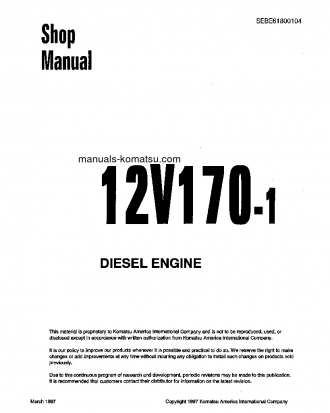 12V170-1(JPN) S/N ALL Shop (repair) manual (English)