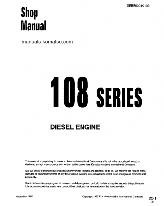 6D108-1(JPN) S/N ALL Shop (repair) manual (English)