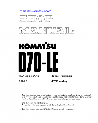 D70LE-8(JPN) S/N 45200-UP Shop (repair) manual (English)