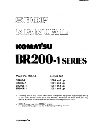 BR200-1(JPN) S/N 1020-UP Shop (repair) manual (English)