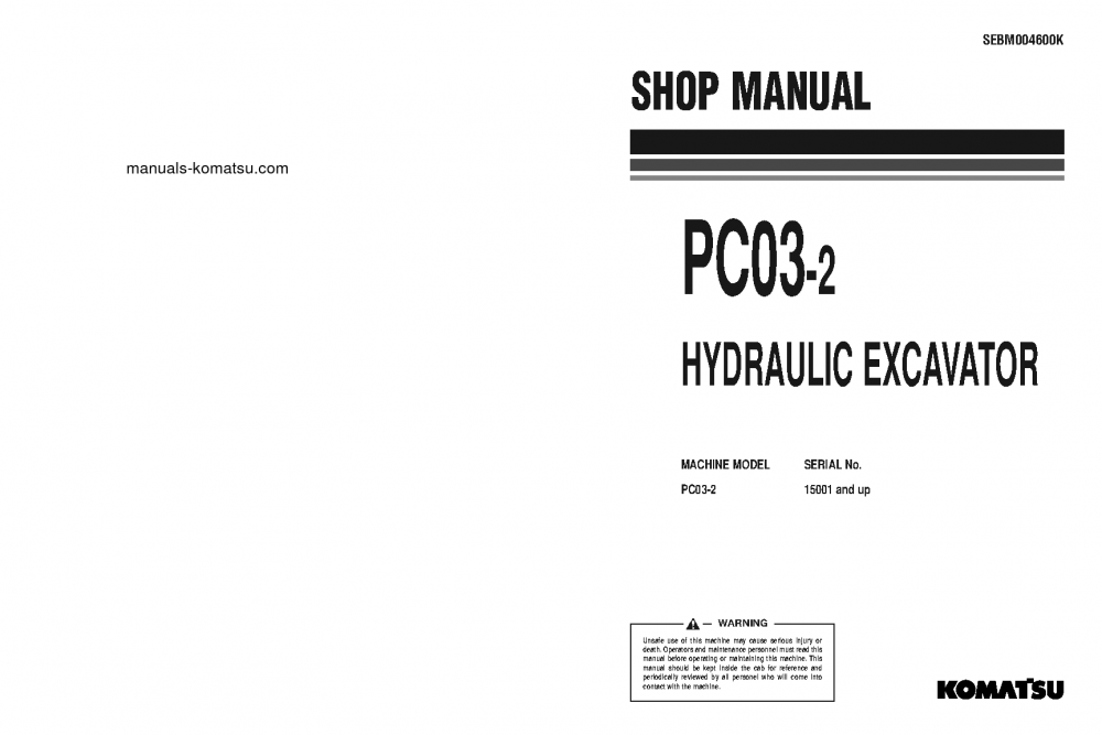 PC03-2(JPN) S/N 15001-UP Shop (repair) manual (English)