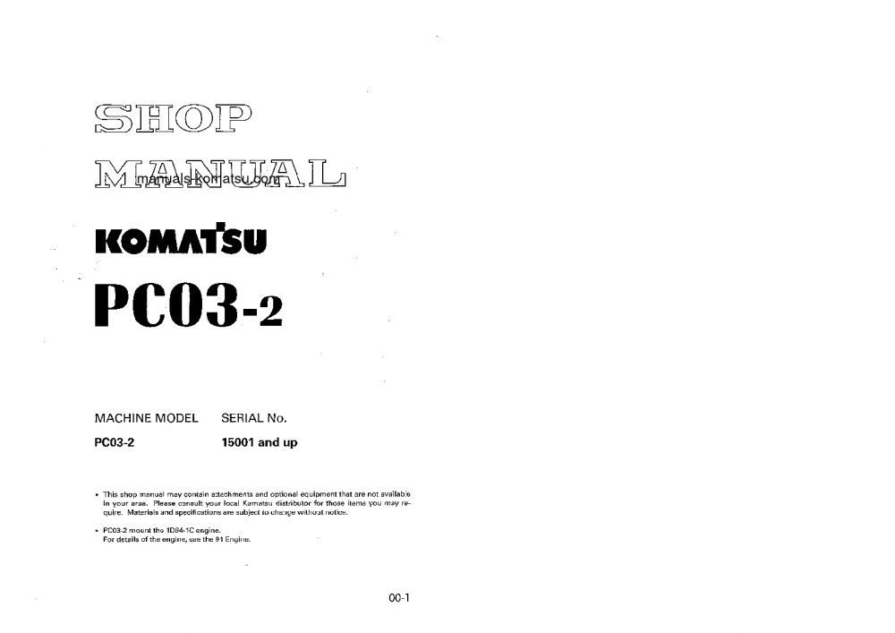 Protected: PC03-2(JPN) S/N 15001-UP Shop (repair) manual (English)