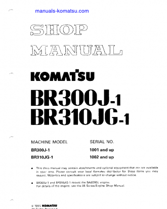 BR310JG-1(JPN) S/N 1002-UP Shop (repair) manual (English)