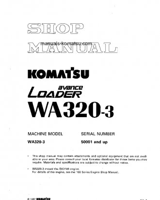 WA320-3(JPN) S/N 50001-UP Shop (repair) manual (English)