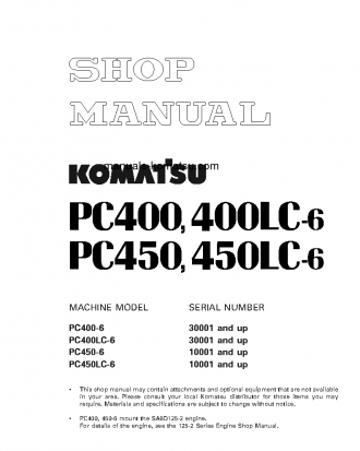 PC450-6(JPN) S/N 10001-12000 Shop (repair) manual (English)