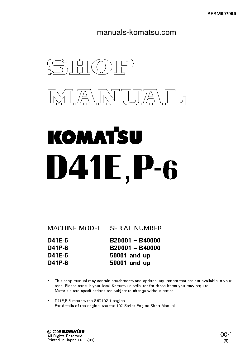 D41P-6(BRA)-BB S/N B20001-UP Shop (repair) manual (English) – manuals ...