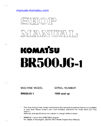 BR500JG-1(JPN) S/N 1006-UP Shop (repair) manual (English)