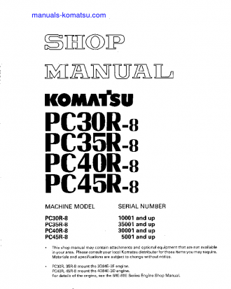 PC40R-8(JPN) S/N 30001-UP Shop (repair) manual (English)