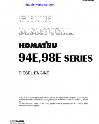 4D98E-1(JPN)-A S/N ALL Shop (repair) manual (English)