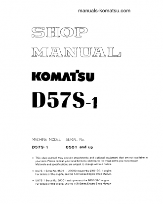D57S-1(JPN) S/N 20001-UP Shop (repair) manual (English)