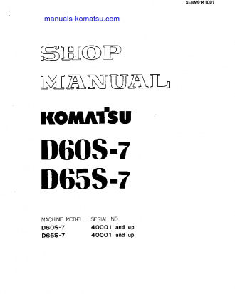 D60S-7(JPN) S/N 40001-UP Shop (repair) manual (English)