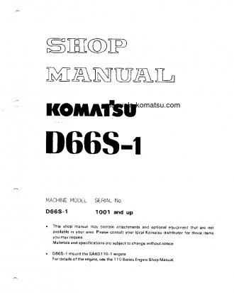 D66S-1(JPN) S/N 1001-UP Shop (repair) manual (English)