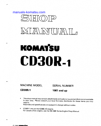 CD30R-1(JPN) S/N 1061-UP Shop (repair) manual (English)