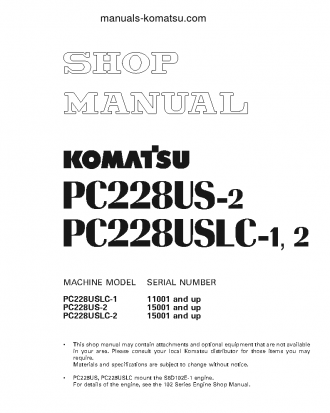 PC228USLC-2(JPN) S/N 15001-UP Shop (repair) manual (English)