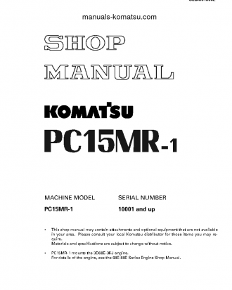 PC15MRX-1(JPN) S/N 10001-UP Shop (repair) manual (English)