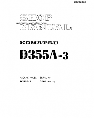 D355A-3(JPN) S/N 3301-UP Shop (repair) manual (English)