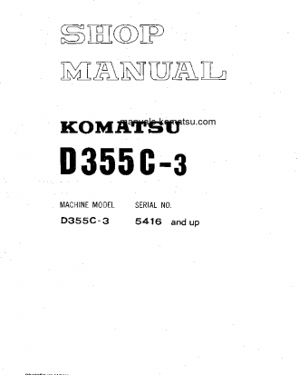 D355C-3(JPN) S/N 5416-UP Shop (repair) manual (English)