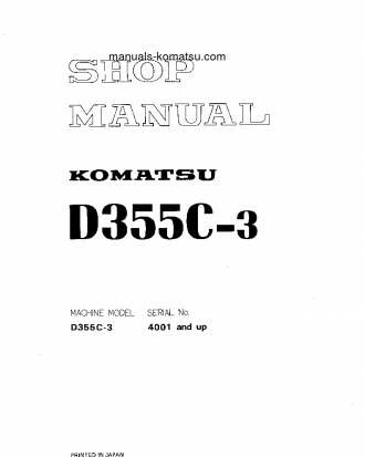 D355C-3(JPN) S/N 4001-UP Shop (repair) manual (English)