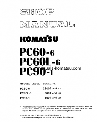 PC60L-6(JPN) S/N 8001-UP Shop (repair) manual (English)