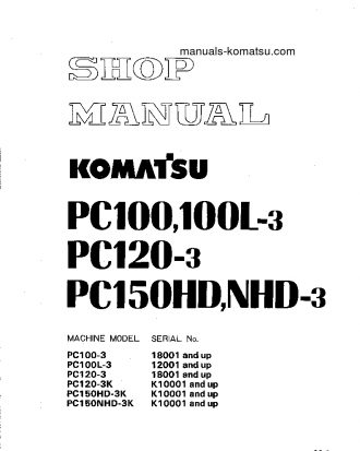 PC120-3(JPN)-FOR SWEDEN S/N 18001-UP Shop (repair) manual (English)
