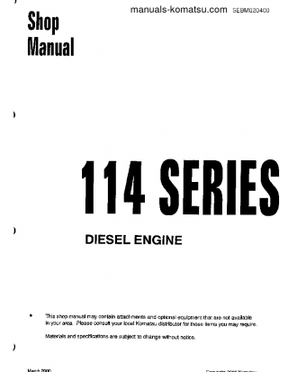 SAA6D114-1(JPN) S/N 10001-UP Shop (repair) manual (English)