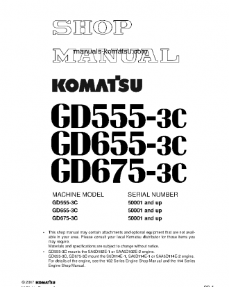 GD555-3(JPN)-FOR N. AMERICA S/N B10001-UP Shop (repair) manual (English)