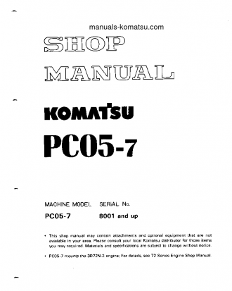 PC05-7(JPN) S/N 8001-UP Shop (repair) manual (English)