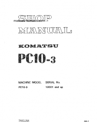 PC10-3(JPN) S/N 10001-UP Shop (repair) manual (English)